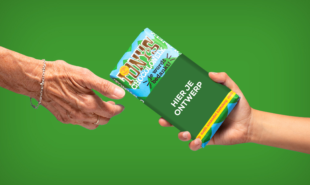 Tony’s Chocolonely met logo geven